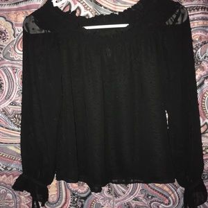 long sleeve black polka dot tie sleeve shirt!